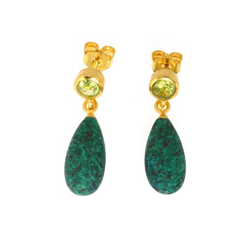 E/R 4mm Peridot,Chrysokolla