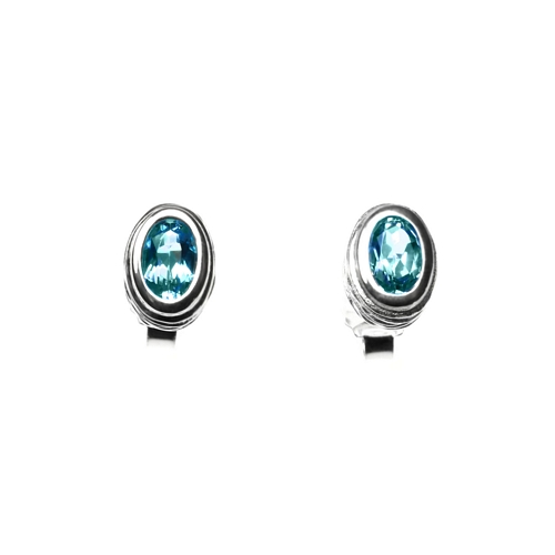 Crease Blue Topaz Stud Earrings