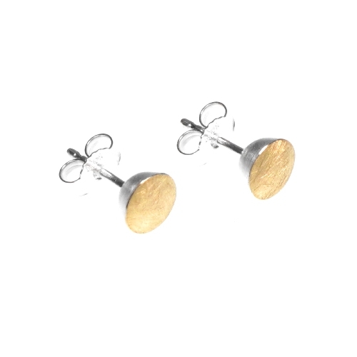 Raised Flat Disc Stud Earrings