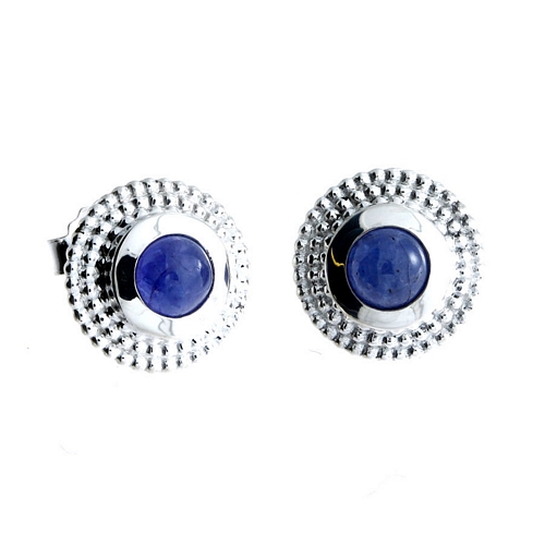 E/R Studs Dimpled Circle+ Tanzanite