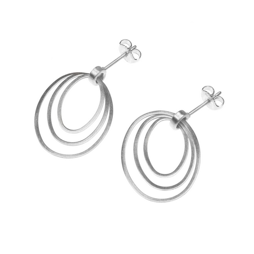 Triple Ovoid Drop Earrings