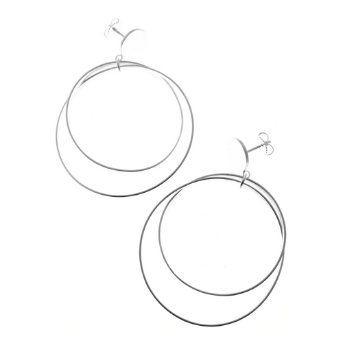 Large Double Hoop Drop Earrings