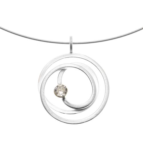 Pendant, Round Swirl CZ