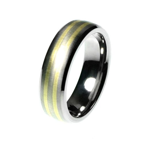 Titanium Ring 6mm +14ct gold