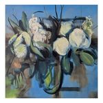 White Flowers on Blue