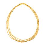 Necklace Five Strand Satin+Polished Nuggets