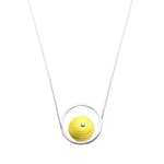 Gold Disc in Circle with Diamond Pendant