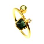 Ring - Tourmaline, Peridot and  0.03 Diamond