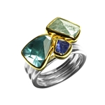 9.5ct Blue Topaz, Iolite & Aquamarine Ring