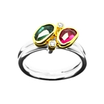 Ring 1.5ct Red & Green Tourmaline, 0.04ct Diamond
