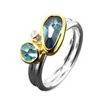 Ring Blue Topaz+Aquamarine+Diamond