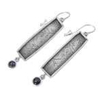 Rectangle & Lolite Drop Earrings