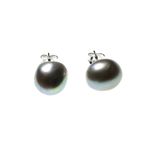 Large Grey Irregular Pearl Studs